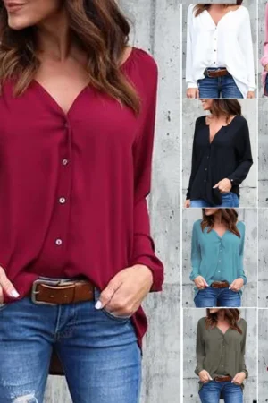 Women's V-Neck Chiffon Blouse